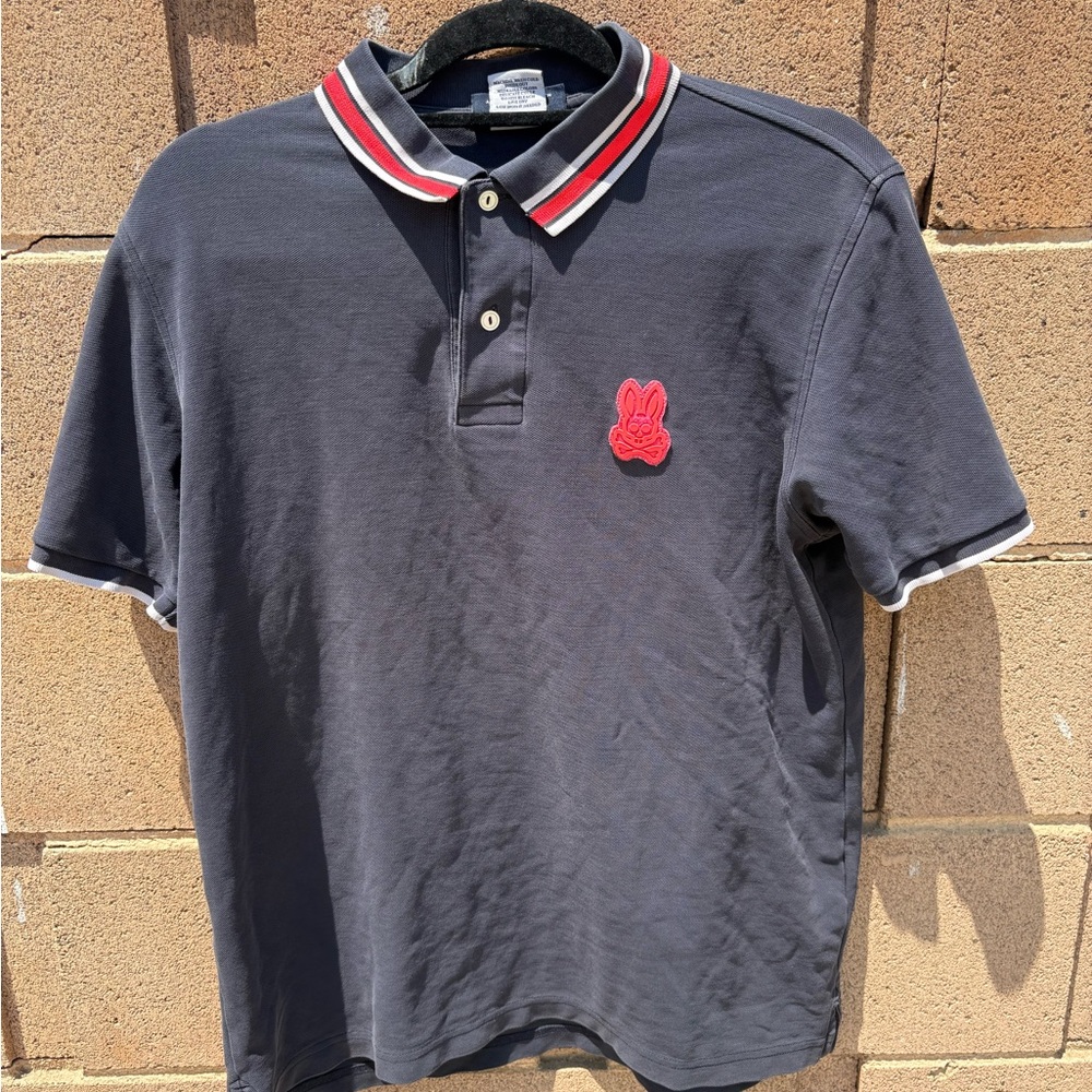 Psycho Bunny Gray Polo with Vibrant Red Logo